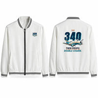 Thumbnail for Saab 340B Stylish Jackets - Baseball Collar - Cartoon - White