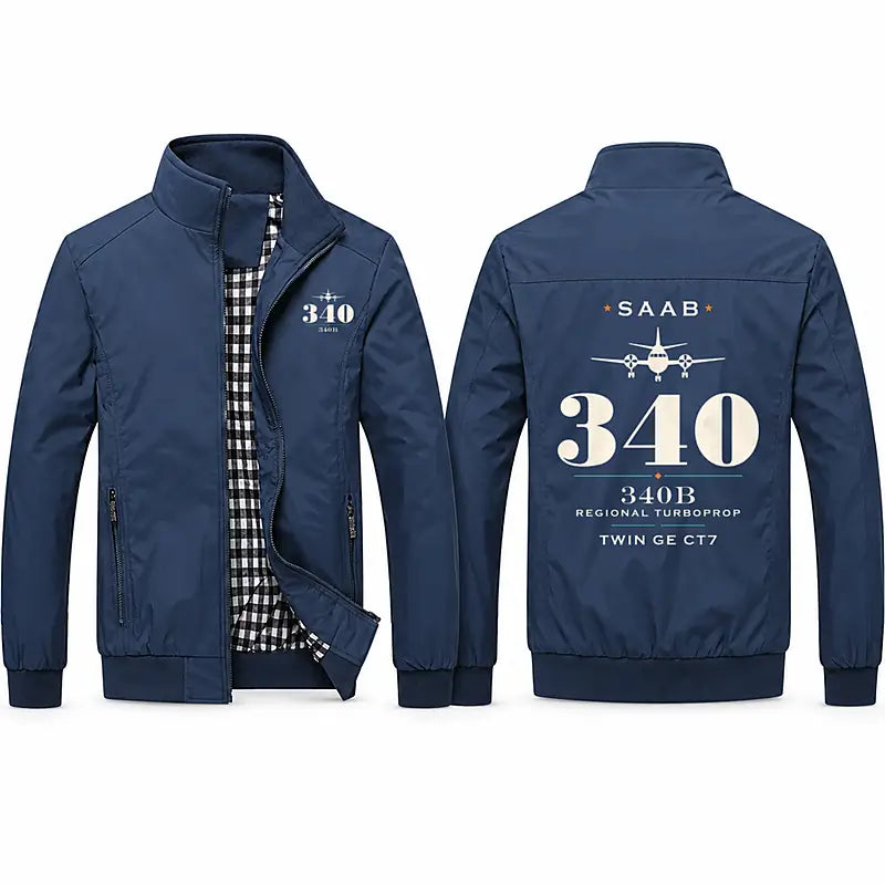 Saab 340B Stylish Jackets - Stand Collar - Heritage - Navy Blue