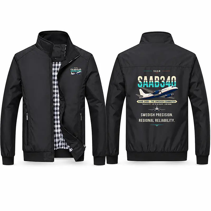 Saab 340B Stylish Jackets - Stand Collar - Original - Black