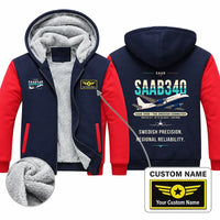 Thumbnail for Saab 340B Zipped Sweatshirts - Original + Name - Navy & Red