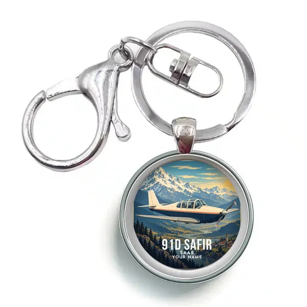 Saab 91D Safir - 3D + Name - Circle Key Chain - Full Print