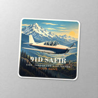Thumbnail for Saab 91D Safir - 3D + Name - Square Sticker - Close-up