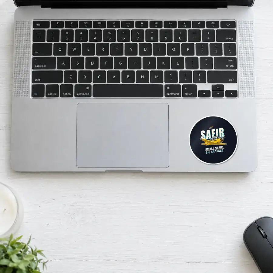 Saab 91D Safir - Cartoon - Circle Sticker - Laptop