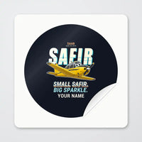 Thumbnail for Saab 91D Safir - Cartoon + Name - Circle Sticker - Peel
