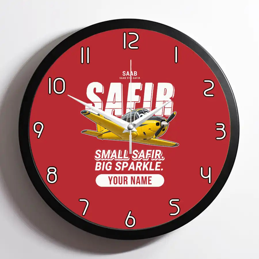 Saab 91D Safir - Cartoon + Name - Framed - Red