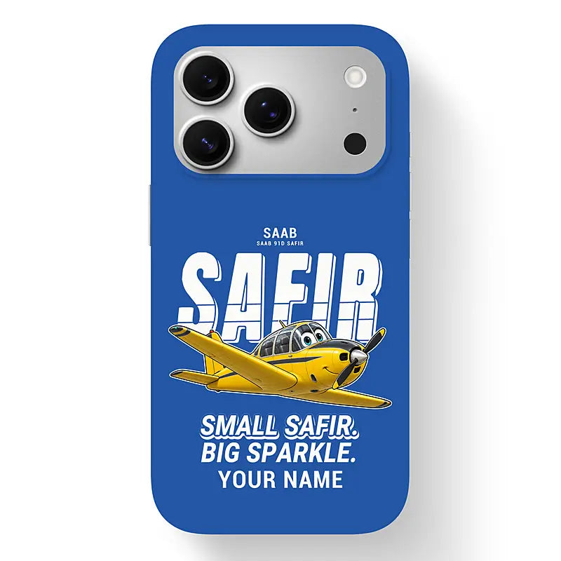 Saab 91D Safir - Cartoon + Name - MagSafe iPhone 17 Pro - Blue
