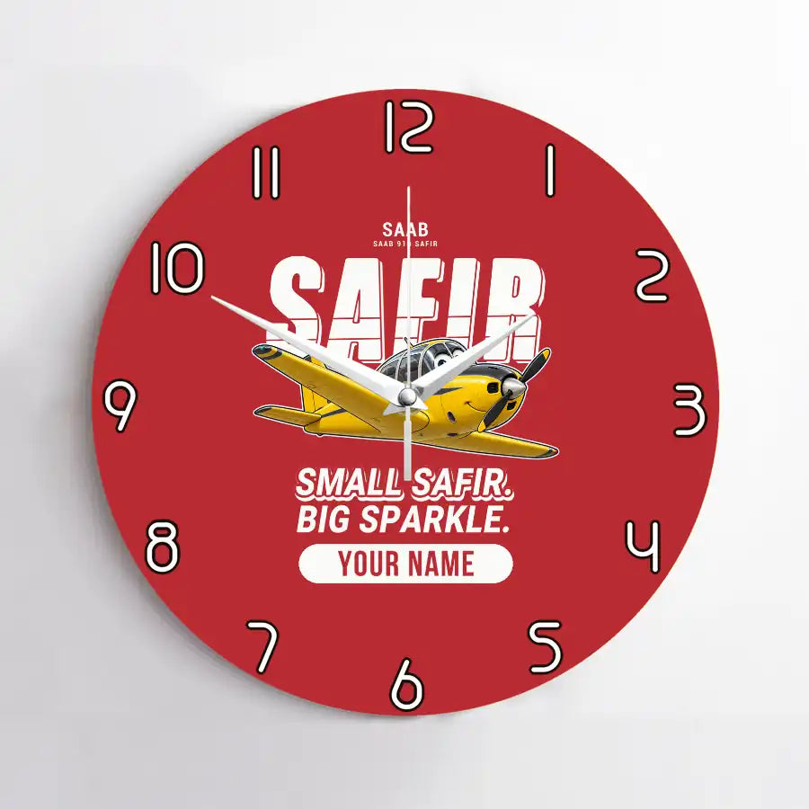 Saab 91D Safir - Cartoon + Name - No Frame - Red
