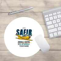 Thumbnail for Saab 91D Safir - Cartoon + Name - Round Mouse Pad - White