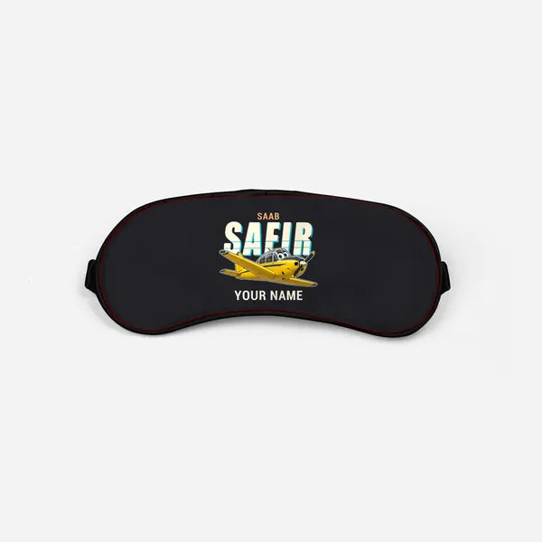 Saab 91D Safir - Cartoon + Name - Sleep Mask - Black