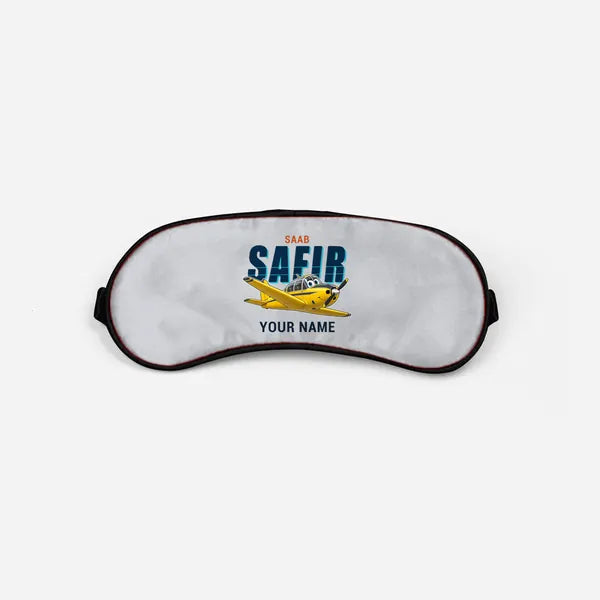 Saab 91D Safir - Cartoon + Name - Sleep Mask - Light Gray