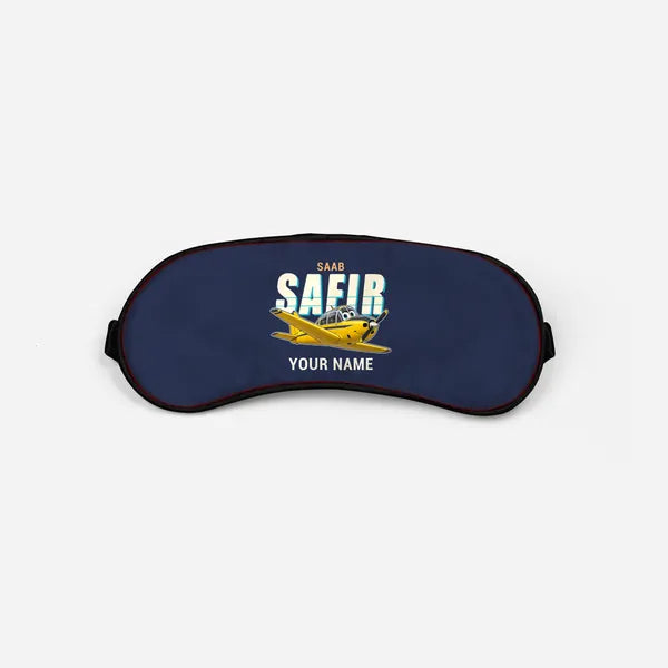 Saab 91D Safir - Cartoon + Name - Sleep Mask - Navy Blue