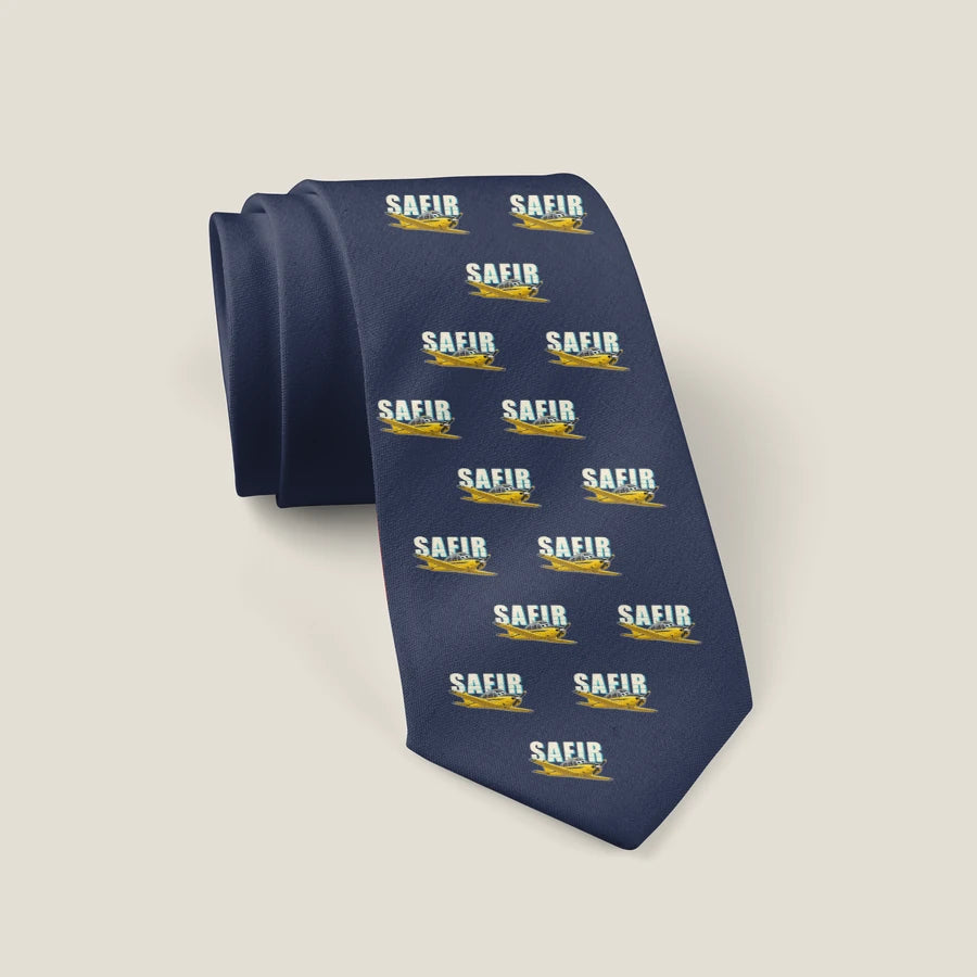 Saab 91D Safir - Cartoon Pattern - Tie - Navy Blue