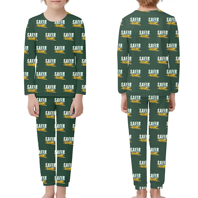 Saab 91D Safir - Children Pajamas - Cartoon Pattern - Dark Green