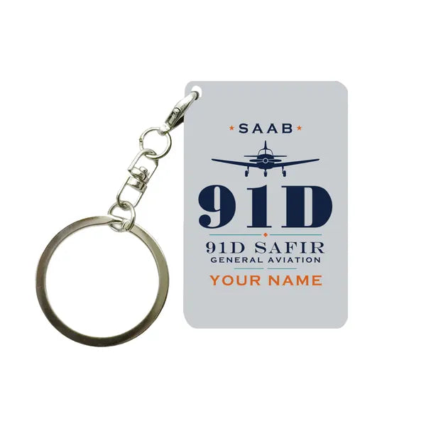 Saab 91D Safir - Heritage + Name - Key Chain - Light Gray