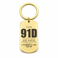 Thumbnail for Saab 91D Safir - Key Chain - Tag - Gold