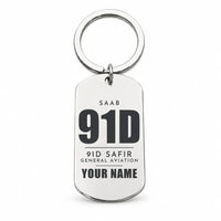 Thumbnail for Saab 91D Safir - Key Chain - Tag + Name - Silver
