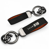 Thumbnail for Saab 91D Safir - Leather Key Chain - Horseshoe Buckle - Tag - Black
