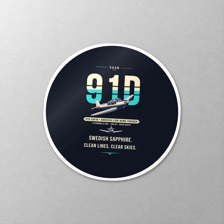 Saab 91D Safir - Original - Circle Sticker - Close-up