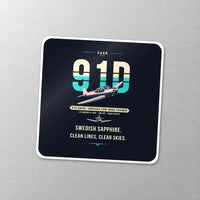 Thumbnail for Saab 91D Safir - Original - Square Sticker - Close-up