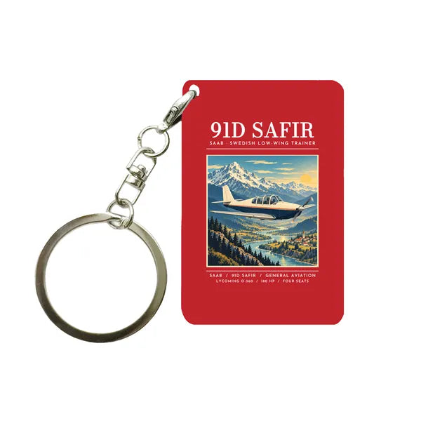 Saab 91D Safir - Poster - Key Chain - Red