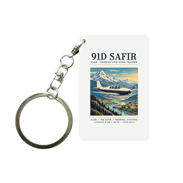 Saab 91D Safir - Poster - Key Chain - White