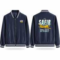 Thumbnail for Saab 91D Safir Stylish Jackets - Baseball Collar - Cartoon - Navy Blue
