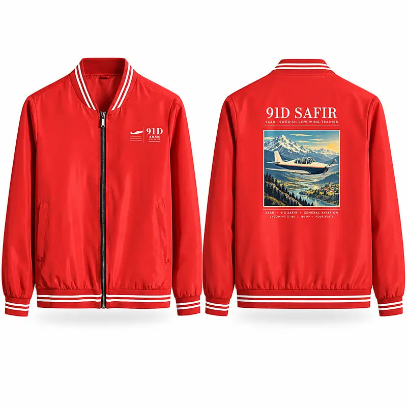 Saab 91D Safir Stylish Jackets - Baseball Collar - Poster - Red