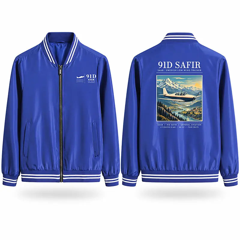 Saab 91D Safir Stylish Jackets - Baseball Collar - Poster - Royal Blue