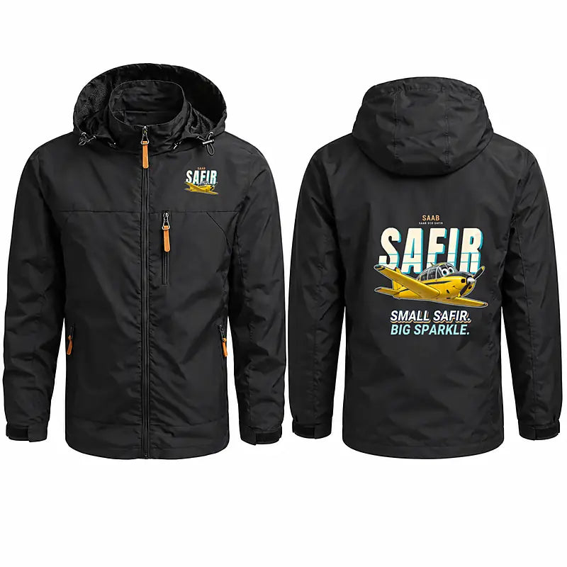 Saab 91D Safir Stylish Jackets - Hooded Windbreaker - Cartoon - Black
