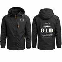 Thumbnail for Saab 91D Safir Stylish Jackets - Hooded Windbreaker - Heritage - Black