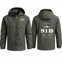 Thumbnail for Saab 91D Safir Stylish Jackets - Hooded Windbreaker - Heritage - Olive Green