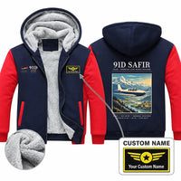 Thumbnail for Saab 91D Safir Zipped Sweatshirts - Poster + Name - Navy & Red