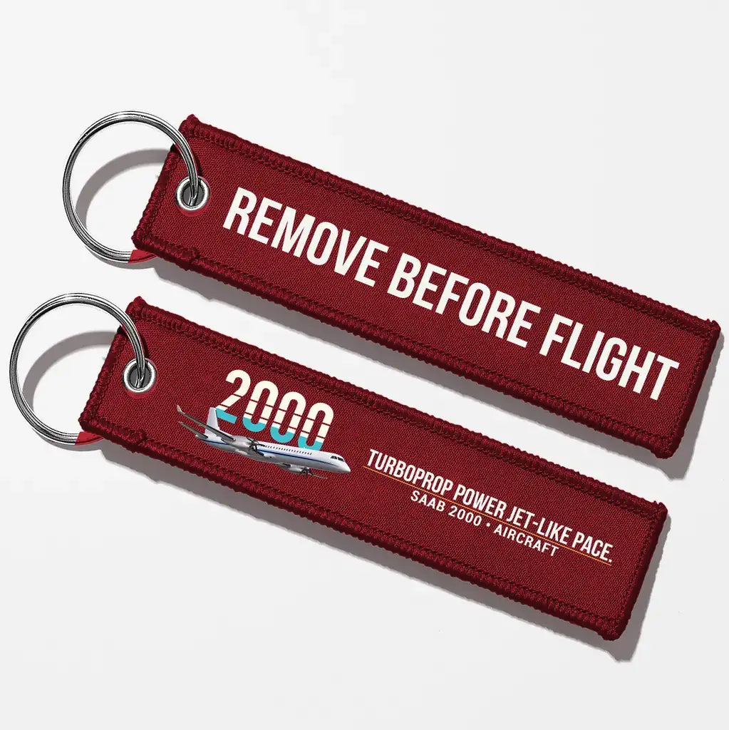 Saab 2000 Aviator Key Chains - Dark Red - Remove Before Flight