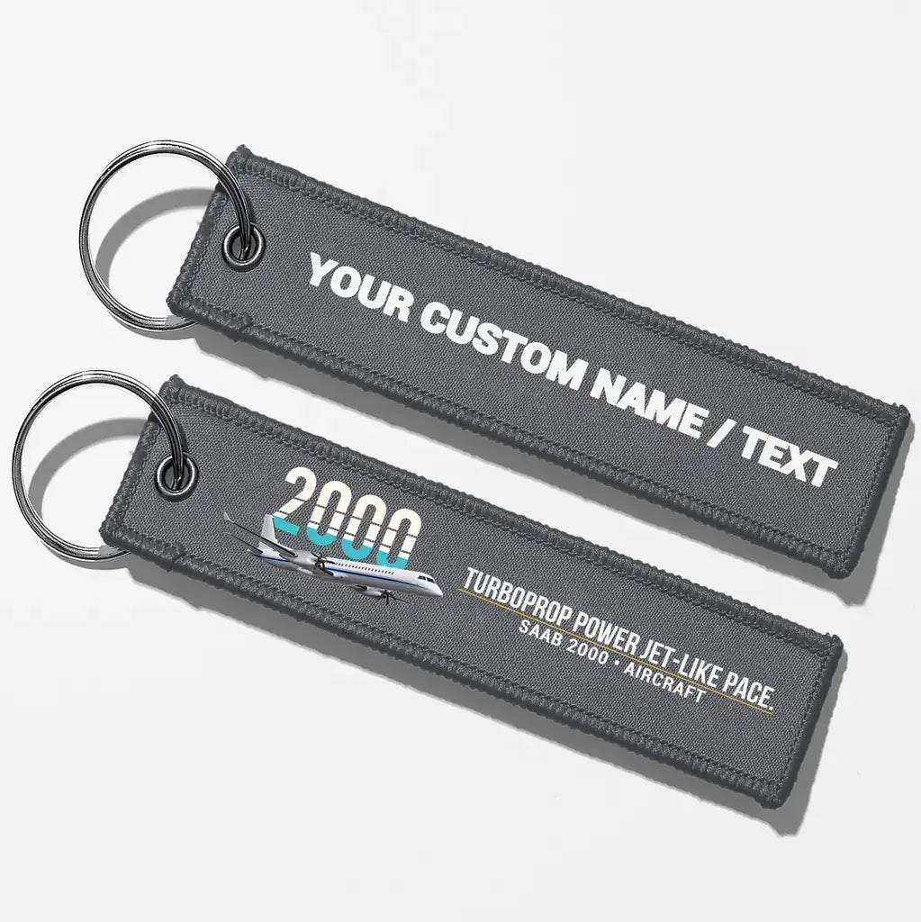 Saab 2000 Aviator Key Chains - Gray - Personalized