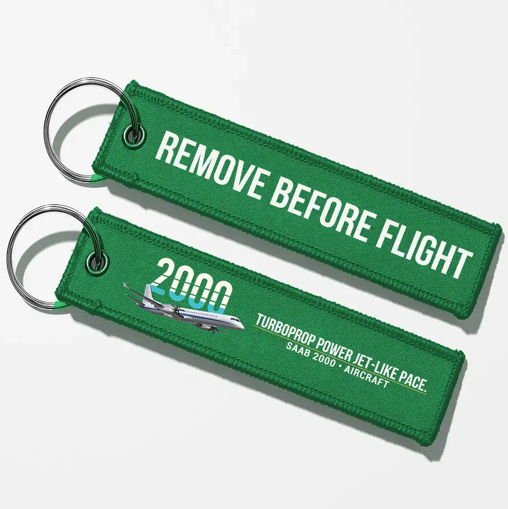 Saab 2000 Aviator Key Chains - Green - Remove Before Flight