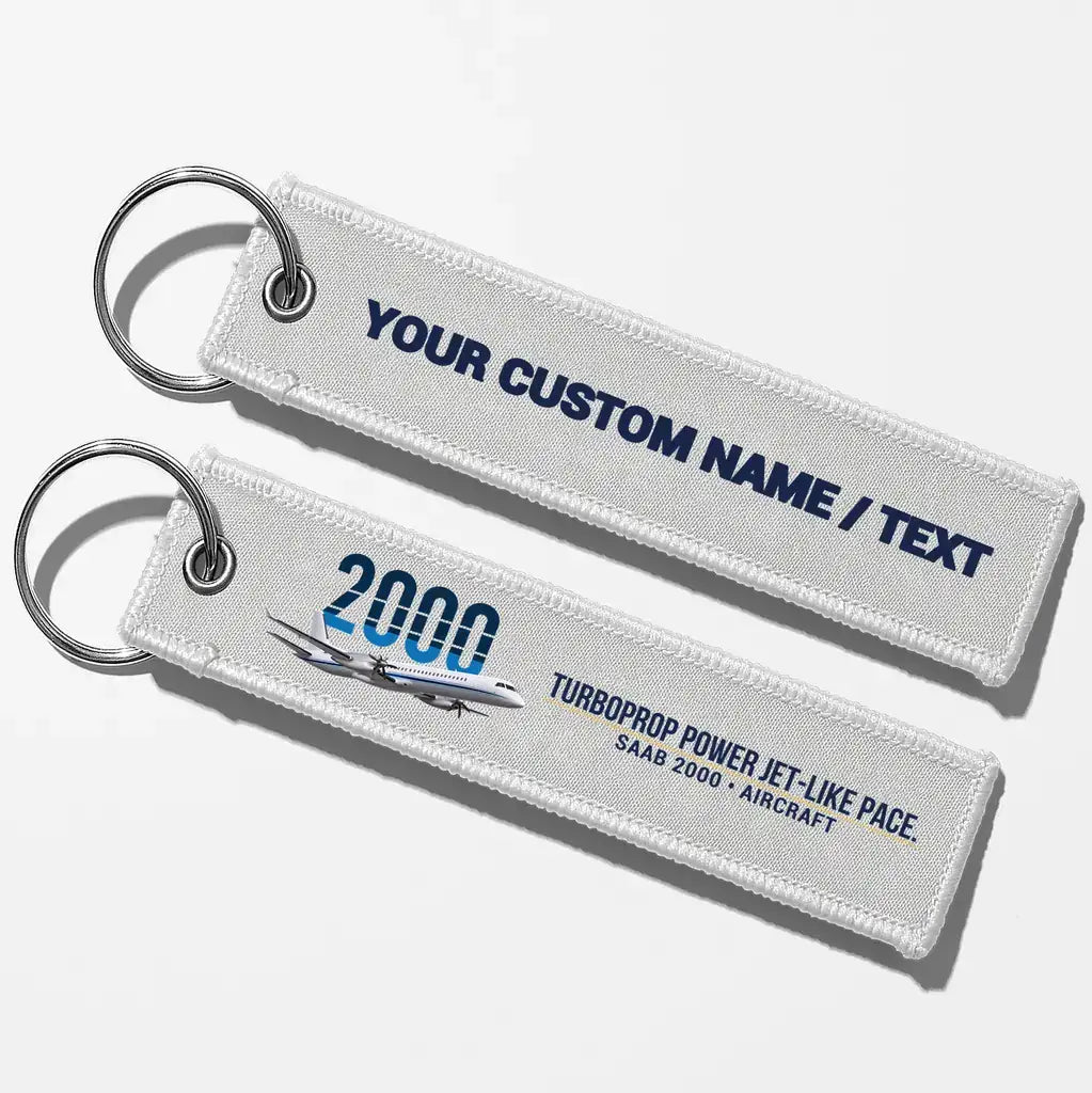 Saab 2000 Aviator Key Chains - White - Personalized