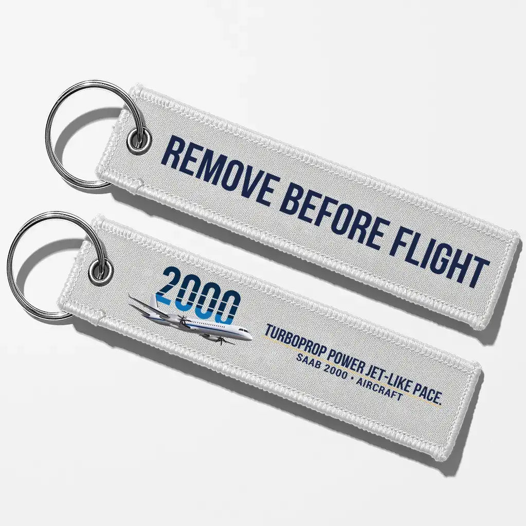 Saab 2000 Aviator Key Chains - White - Remove Before Flight