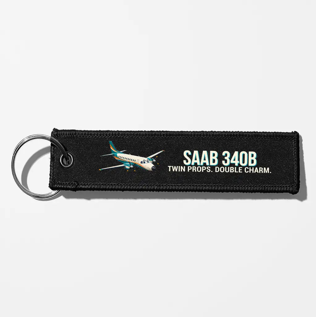 Cartoon Saab 340B Aviator Key Chains - Black