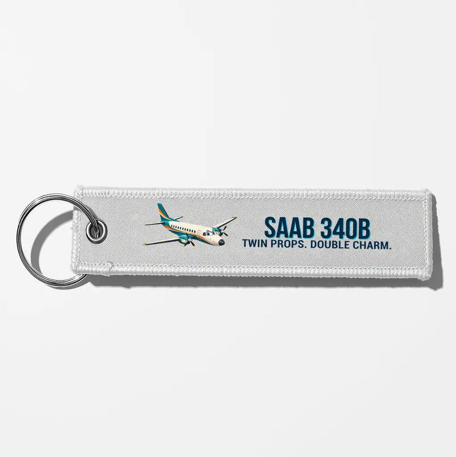 Cartoon Saab 340B Aviator Key Chains - White