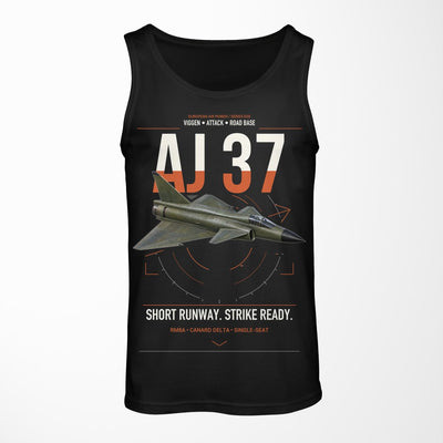 Saab AJ 37 Viggen design on black tank top