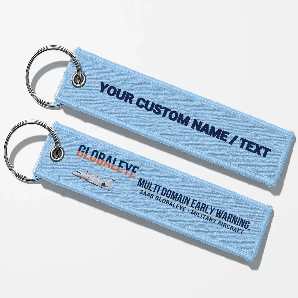 Saab GlobalEye Aviator Key Chains - Light Blue - Personalized