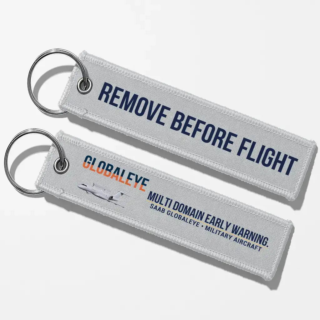 Saab GlobalEye Aviator Key Chains - Light Gray - Remove Before Flight