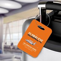 Thumbnail for Saab GlobalEye design on orange acrylic luggage tags, double-side print
