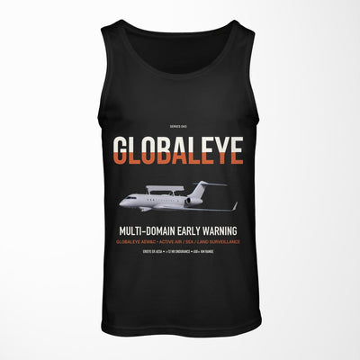 Saab GlobalEye design on black tank top
