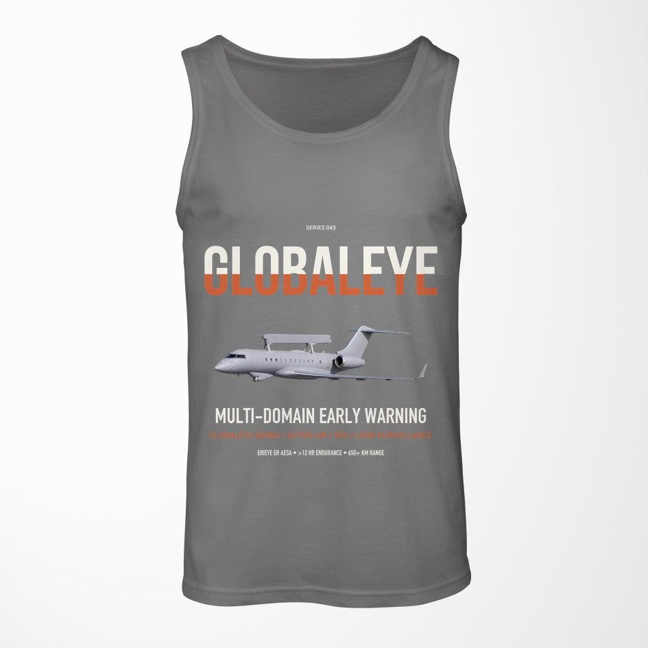 Saab GlobalEye design on gray tank top