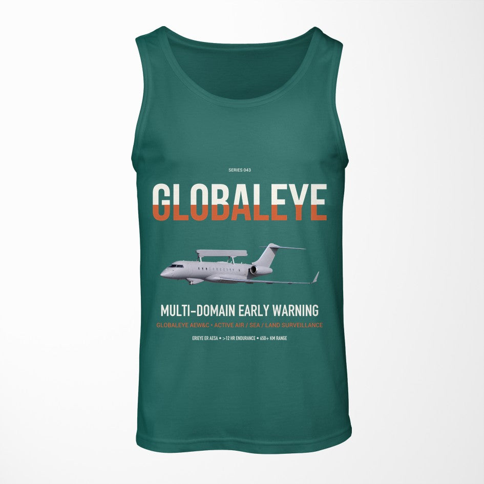 Saab GlobalEye design on green tank top