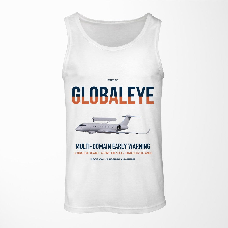 Saab GlobalEye design on white tank top