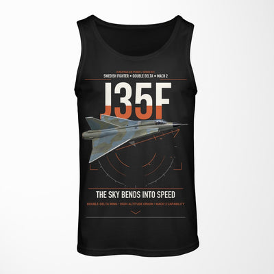 Saab J 35F Draken design on black tank top