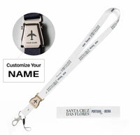 Thumbnail for Santa Cruz das Flores City Series seat belt lanyard - white with name