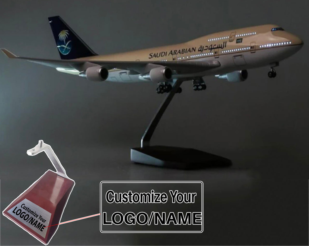 Saudi Arabia Boeing 747 Airplane Model (1/160 Scale - 47CM)
